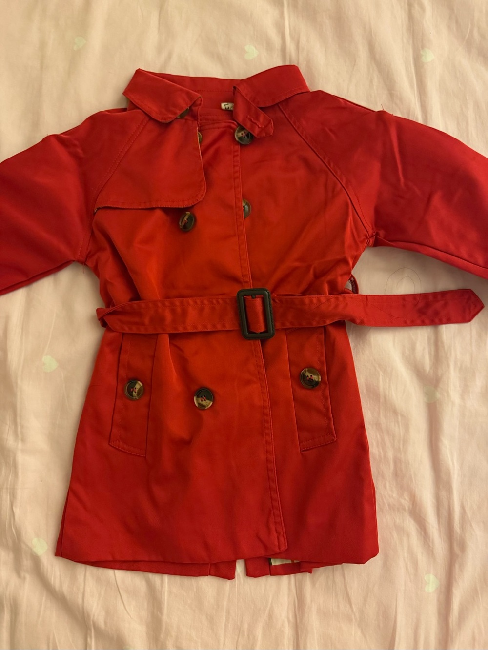 Red Kids Trench Coat with Belt